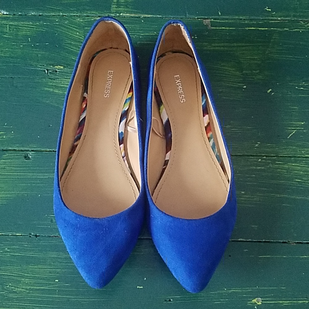 Express Blue Suede Flats
